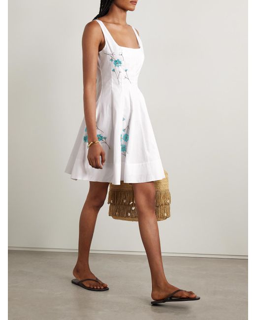 Staud White Wells Minikleid Aus Popeline Aus Einer Baumwollmischung Mit Verzierungen Und Falten