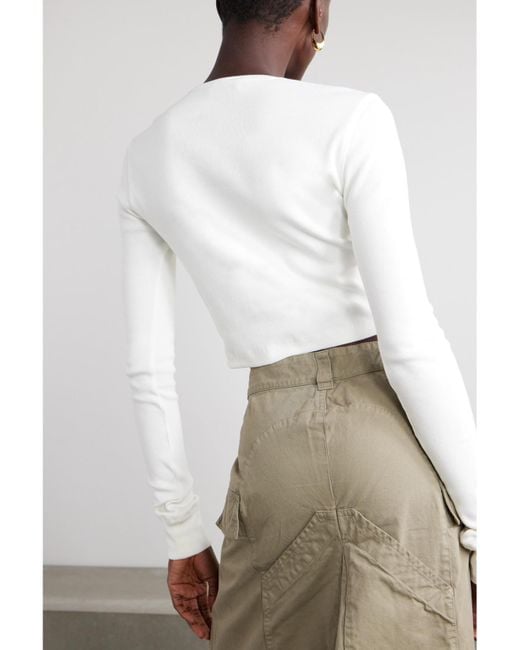 Wardrobe NYC White Hailey Bieber Cropped Cotton-Blend Top