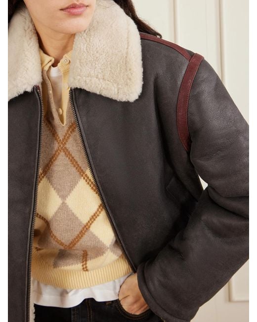 Aimé Leon Dore Black Printed Shearling Jacket