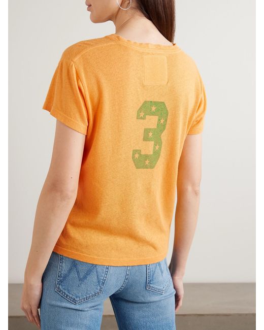 Mother Orange The Sinful Printed Cotton And Linen-Blend Jersey T-Shirt