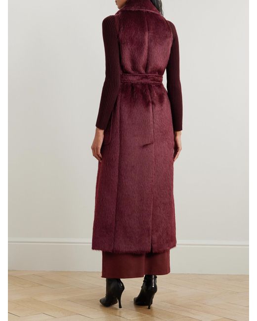Max Mara Purple Belted Alpaca And Wool-Blend Coat