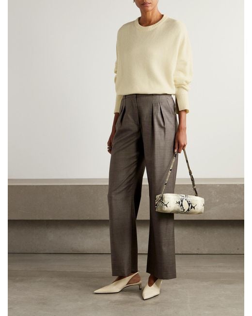 Loulou de Saison Gray Sbiru Pleated Wool-Twill Pants