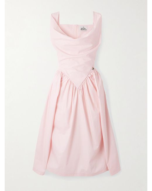 Vivienne Westwood Pink Sunday Gathered Cotton-Poplin Midi Dress