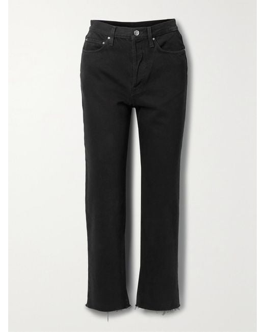Totême Black Classic Cut High-Rise Straight-Leg Organic Jeans