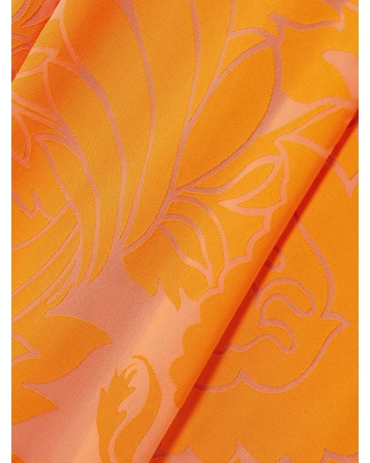 Etro Orange Asymmetric Open-Back Devoré-Jersey Maxi Dress
