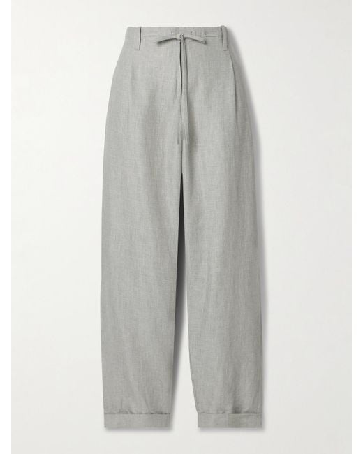 Maria McManus Gray Linen, Cotton And Wool-Blend Twill Pants