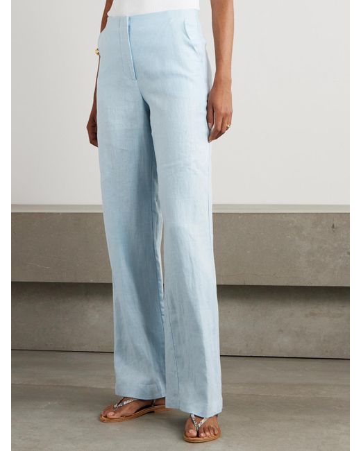Faithfull The Brand Blue Lulea Linen Pants