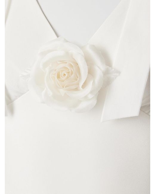 Rodarte White Embellished Velvet-Trimmed Silk-Crepe Maxi Dress