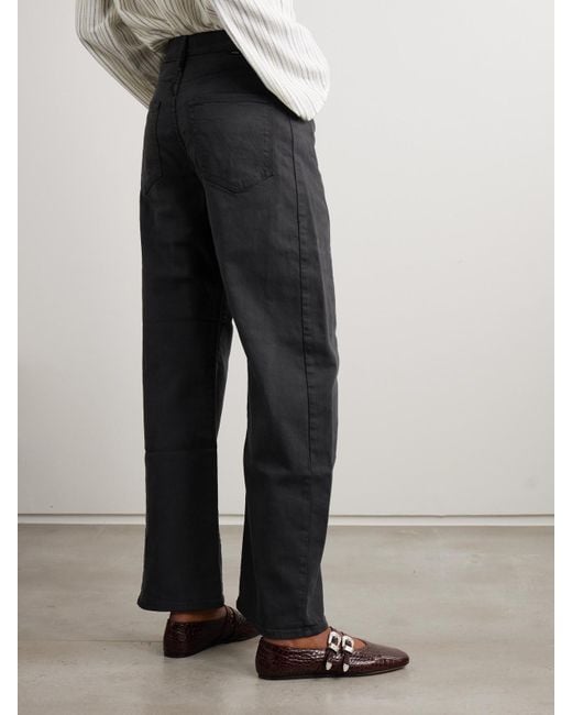 Mother Black The Half Pipe Flood High-Rise Tapered Jeans