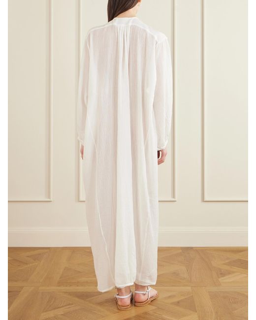 Les Vacances d'Irina White Hazy Gathered Cotton Maxi Dress