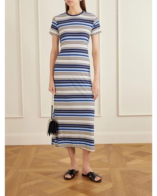 Proenza Schouler Blue Noelle Striped Jersey Maxi Dress