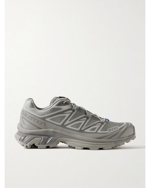 Salomon Gray Xt-6 Rubber-Trimmed Mesh Sneakers