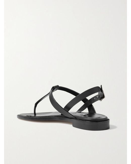 Manolo Blahnik Black Hata Leather Slingback Sandals