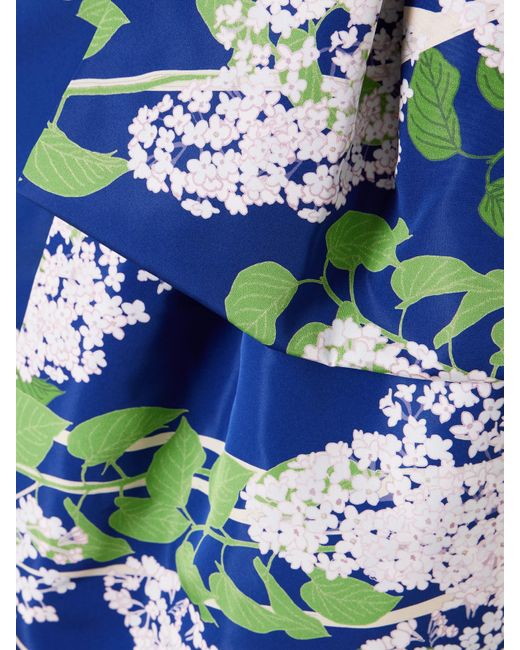 BERNADETTE Blue Josselin Asymmetrisches Minikleid Aus Taft Mit Blumenprint Und Schleife
