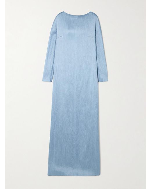 Emilia Wickstead Women's Blue Uriela Pliss-Satin Maxi Dress