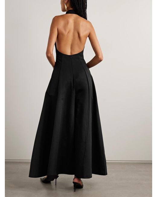 Staud Black Stella Cotton-Blend Faille Halterneck Maxi Dress