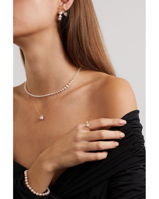Mizuki White 14-Karat, Pearl And Diamond Necklace