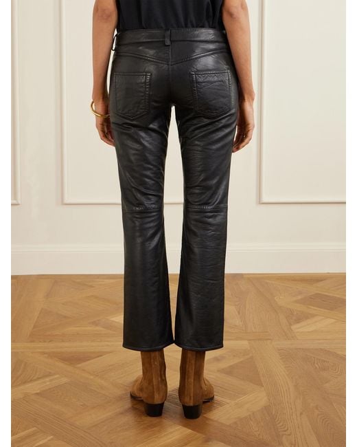 Isabel Marant Black Vanel Verkürzte Hose Mit Schmalem Bein Aus Leder Mit Schnürung