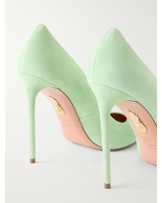 Aquazzura Green Purist 105 Suede Pumps