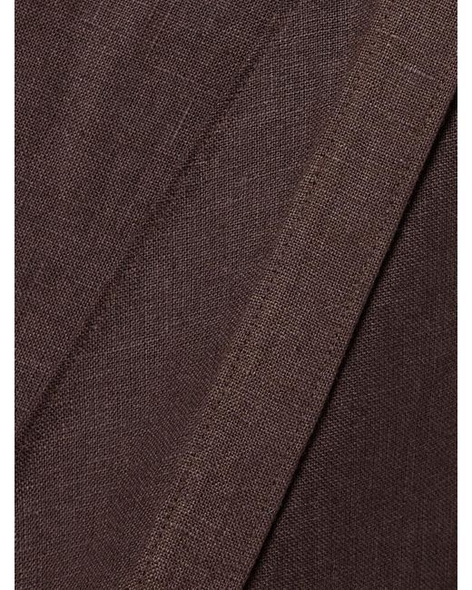 Adam Lippes Brown Bruna Linen Maxi Wrap Skirt