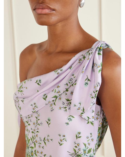 Rodarte White Floral-Print Silk-Crepe Midi Dress