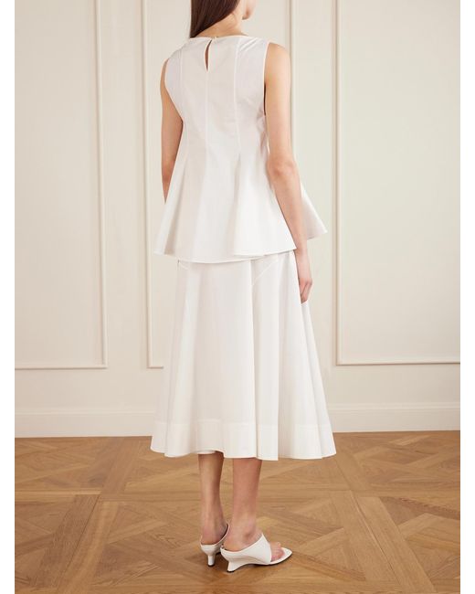 Khaite White Marita Paneled Cotton-Poplin Blouse