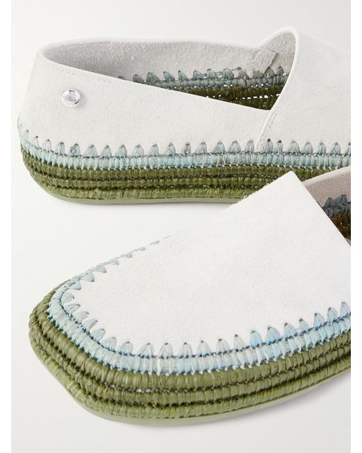 Espadrilles En Daim À Finitions En Raphia Rio X Paula's Ibiza Loewe en coloris Green