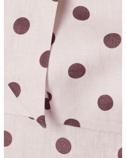 Zimmermann White Acacia One-Shoulder Bow-Embellished Polka-Dot Linen Midi Dress