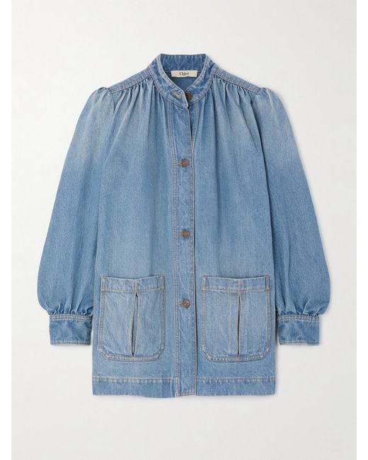 Chloé Blue Gathered Denim Jacket
