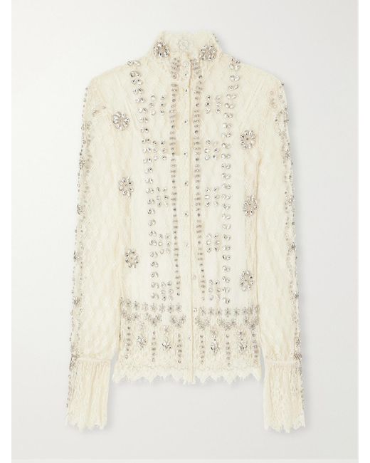 Costarellos Natural Lilou Embellished Lace Shirt