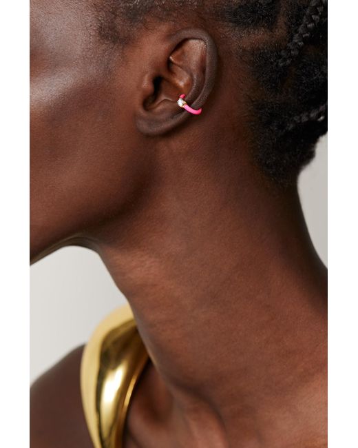 Melissa Kaye Aria U 18-karat Gold, Enamel And Diamond Ear Cuff in Pink |  Lyst