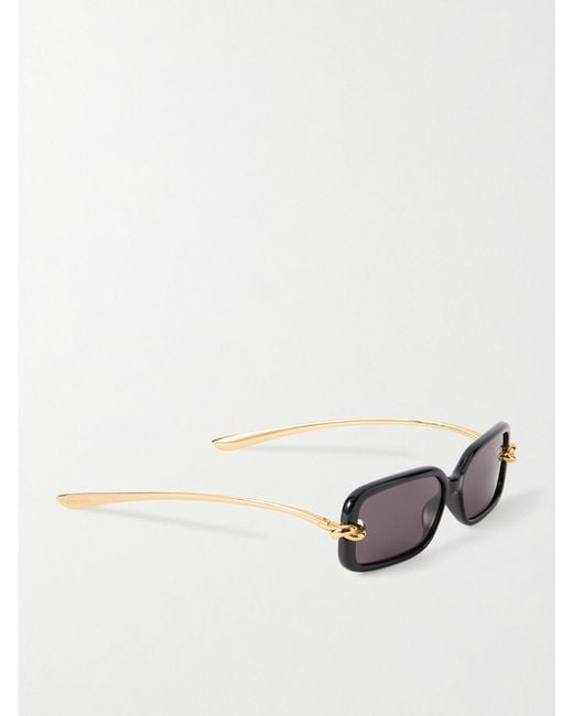 Bottega Veneta Black Knot Rectangular-Frame Acetate And-Tone Sunglasses