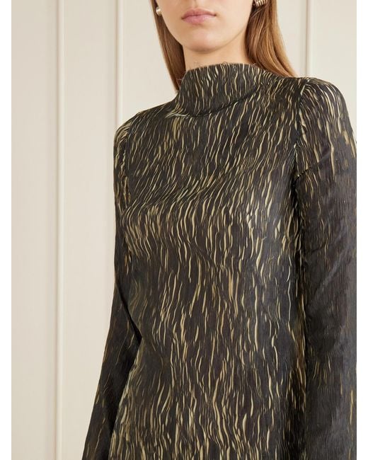 LIBEROWE Green Leighton Plissé Midi Dress