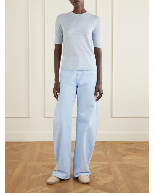 Gabriela Hearst Blue Chryse Cashmere, Silk And Hemp-Blend Sweater
