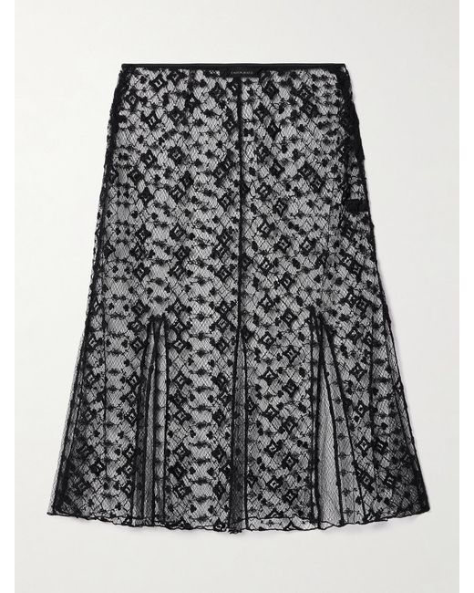 Kiki de Montparnasse Black Embroidered Tulle Midi Skirt