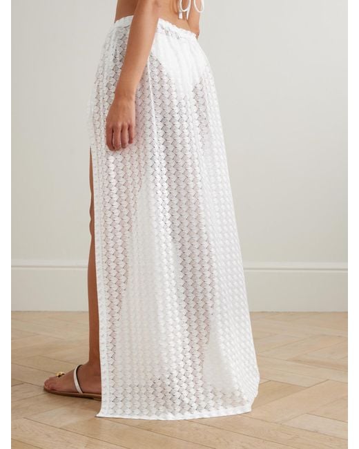 Melissa Odabash White Mendi Open-Knit Maxi Skirt