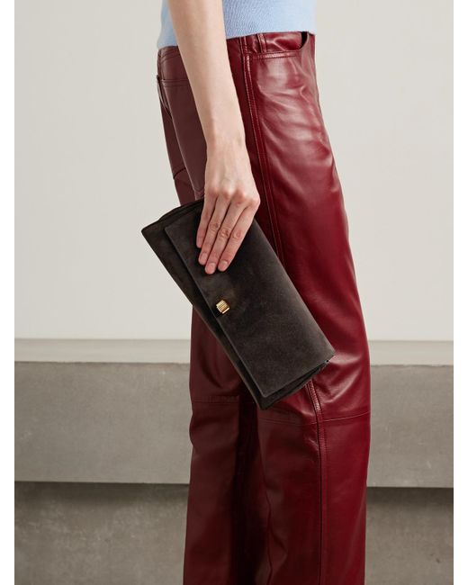 Khaite Black Audrey Clutch Aus Veloursleder