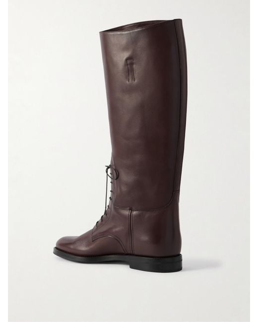 Church's Brown Leather Lace-Up Knee Boots