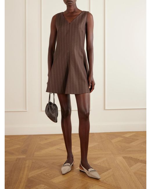 Brunello Cucinelli Natural Suede Pointed-Toe Slingback Flats