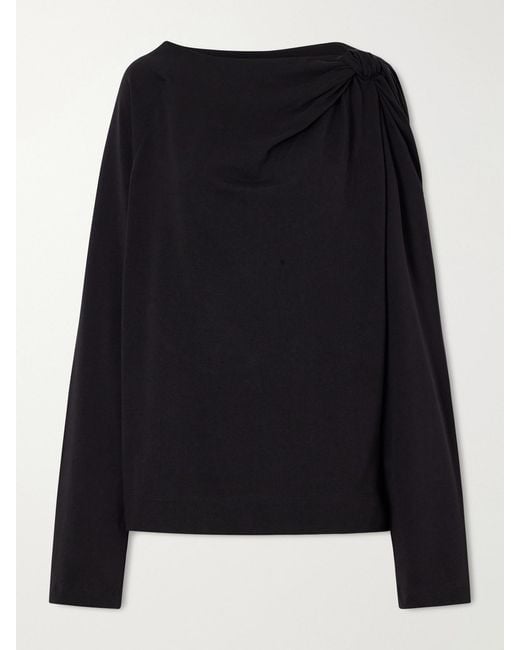 Dries Van Noten Black Gathered Cotton-Jersey T-Shirt