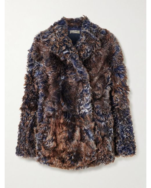 Sanderlak Blue Double-Breasted Shearling Coat