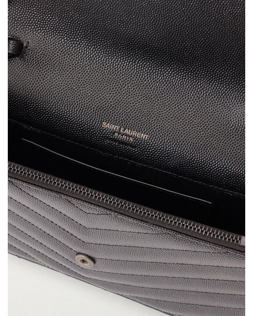 Saint Laurent Black Cassandre Mini Matelassé Textured-Leather Shoulder Bag