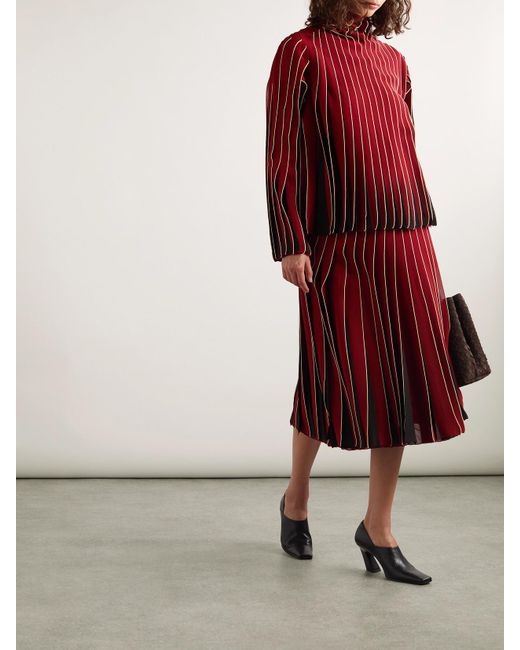 Bottega Veneta Red Midirock Aus Baumwolle Mit Besätzen