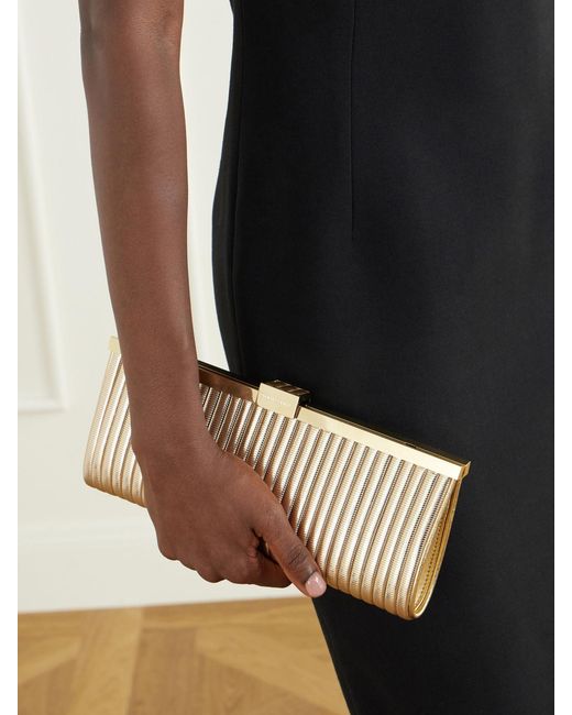 Aquazzura Natural Heatwave Metallic Leather Clutch Bag