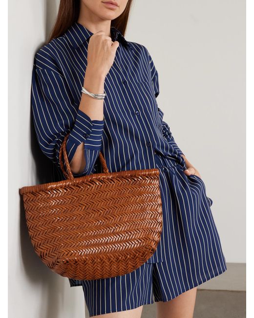 Dragon Diffusion Bamboo Triple Jump Small Woven Leather Tote in Brown ...