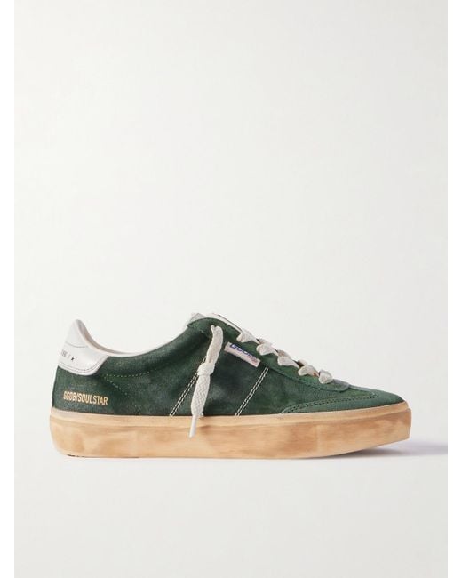 Golden Goose Deluxe Brand Green Soul-Star Leather-Trimmed Suede Sneakers