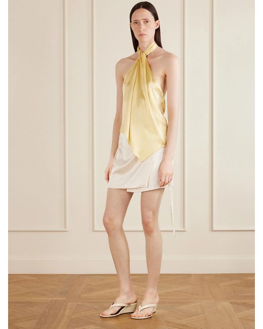 Aflalo Natural Shejo Polka-Dot Satin-Jacquard Mini Skirt
