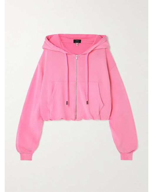 R13 Pink Balloon Verkürzte Kapuzenjacke Aus Baumwoll-Jersey Mit Raffung