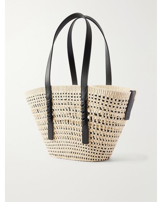 Loewe Natural Paula's Ibiza Braid Medium Leather-Trimmed Raffia Tote