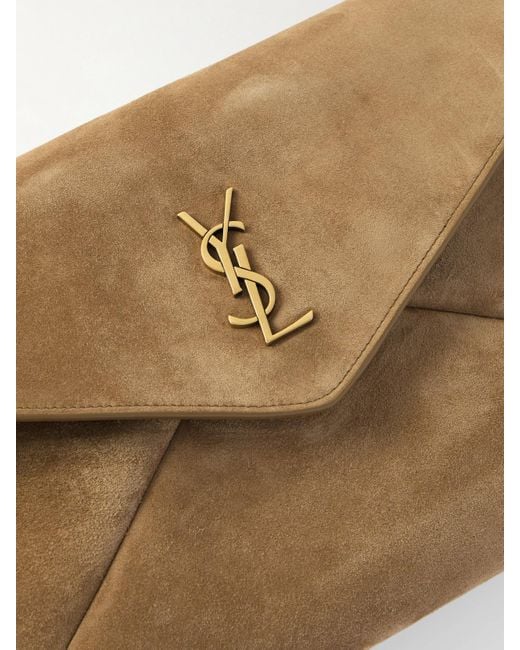 Saint Laurent Natural Cassandre Suede Clutch
